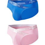 2 Pack Men's Sporty Letter Print Supportive Low-Rise Ice Silk Skin-Friendly Bikini