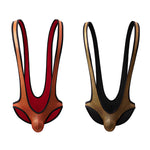 2 Pack Men's Stretchy Faux Leather Fashion Suspenders Bodysuits