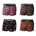 4-Pack Men's Leopard Print Mid-Rise Breathable Trunks