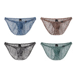 4 Pack Men's Ice Silk Cooling Mesh Breathable U-Pouch Leopard Print Bikinis