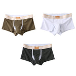 3 Pack Men's Elephant Trunk Separate Cotton Sexy Mid-Rise Solid Color Trunks