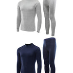 Men's Pure Cotton Mid-Neck Thin Base-Layer Seamless Comfort Thermal Sets