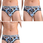 3 Pack Men's Cartoon Modal Printed Briefs And Trunks