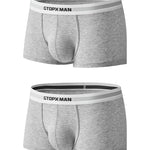 2-Pack Men's Threaded Large Pouch U-convex Sweat-absorbent Breathable Thin Sports Boxer Pants