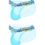 2 Pack Men's High-Cut Cartoon Waistband Breathable Semi-Transparent Bikini