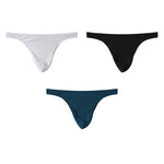 3 Pack Men's Low-Rise Performance Thong - Breathable Mesh & Smooth Fabric