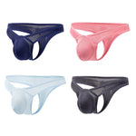 4 Pack Men's Low-Rise Breathable Mesh Lightweight Sexy Thongs