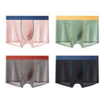 4 Pack Men's Sporty & Breathable Seamless Ice Silk Smooth Trunks