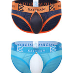 2 Pack Men's Sexy Mesh Front Opening Sponge Coaster Briefs