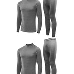Men's Pure Cotton Mid-Neck Thin Base-Layer Seamless Comfort Thermal Sets