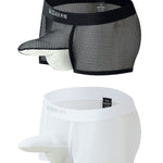 2 Pack Men's Comfy Waistband Separate Pouch & Breathable Mesh Trunks
