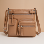 Convertible anti-theft leather shoulder bag with pockets for women | Brielle