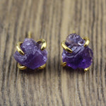 Irregular Mineral Four Claw Stud Earrings