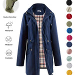 QING™ - Casual Drawstring Zip Up Hooded Trench Coat