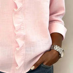 Susan | Blouse with Ruffles, V-Neck and Long Sleeves