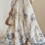 Lenya | White Floral Chiffon Balloon Sleeve Maxi Dress