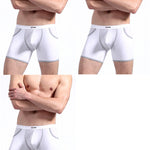 3 Pack Men's Long Leg Boxer Briefs Made of Ultra-Thin Ice Silk with Anti-Wear Elastic