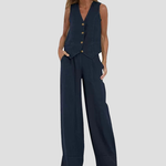 Cristina | Buttoned Vest and Wide-Leg Pants Set
