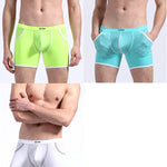3 Pack Men's Long Leg Boxer Briefs Made of Ultra-Thin Ice Silk with Anti-Wear Elastic