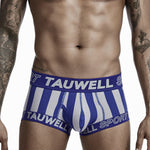 Mens Striped Support Pouch Boxer Briefs With Fly