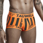 Mens Striped Support Pouch Boxer Briefs With Fly