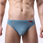 3 Pack Men's Nylon Plaid Lift Hip Briefs Triangle Briefs