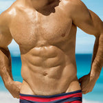 Mens Surfing Striped Swimming Briefs