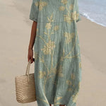 Women's Vintage Floral Print Casual Flowy Dress