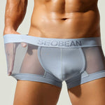 2 Pack Men's Stay-Put Fit Lightweight & Airy Solid Color Semi-Transparent Trunks