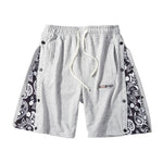 Mens Pattern Patchwork Elastic Active Athletic Shorts