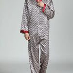 Men's Print Sleepwear Silk Satin Pajamas Set