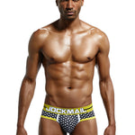 2 Pack Men's Sexy Star Print Low-Rise Breathable Comfort Trendy Briefs & Jockstrap