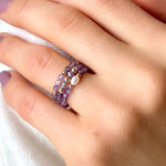 3pcs Set Amethyst Beaded Rings