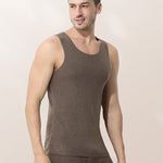 Men's Thermal Silk-Wool Sleeveless Vest - Solid Color Seamless Base Layer