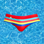 Mens Quick-drying Stripes Swim Briefs