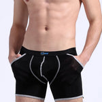 3 Pack Men's Long Leg Boxer Briefs Made of Ultra-Thin Ice Silk with Anti-Wear Elastic