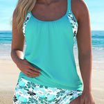 Elegant Ocean Print Split Tankini