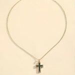 Emerald Cross Pendant Gold Necklace