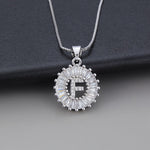 White Gold Initial Letter Zirconia Necklace