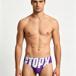 2 Pack Men's Low-Rise Printed Quick-Dry Seamless Comfort Swim Briefs