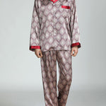 Men's Print Sleepwear Silk Satin Pajamas Set
