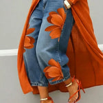 Elysia - Linen Shirt Dress and Floral Jeans