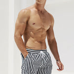 Mens Quick Dry Striped Print Surf Board Short