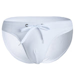 Mens U Convex Pouch Drawstring Solid Swimming Briefs