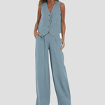 Cristina | Buttoned Vest and Wide-Leg Pants Set