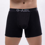 2 Pack Men's Solid Color Bullet Separated U-Pocket Plush Boxer Briefs