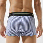 Mens 100% Cotton Striped Loose Home Boxer Shorts