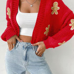 HEIDI™ - Open Front Knit Cardigan with Cartoon Print for Cozy Outfits