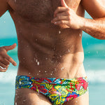 Mens Swimwear Printed Summer Swim Briefs