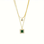 Emerald Layered Double Gold Necklace